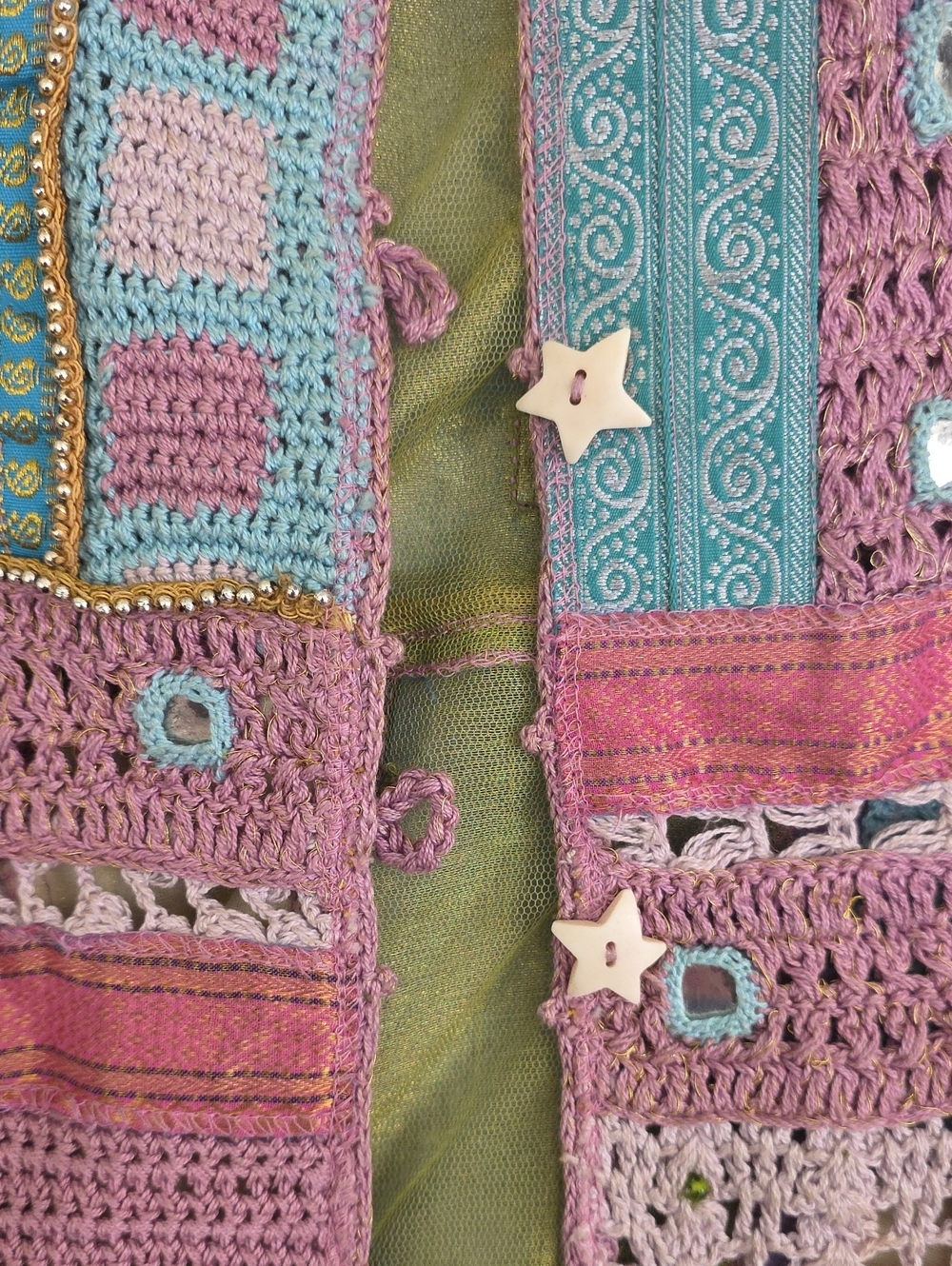Sandy Starkman Pink Crochet Beaded Boho Vest - Picture 6 of 10